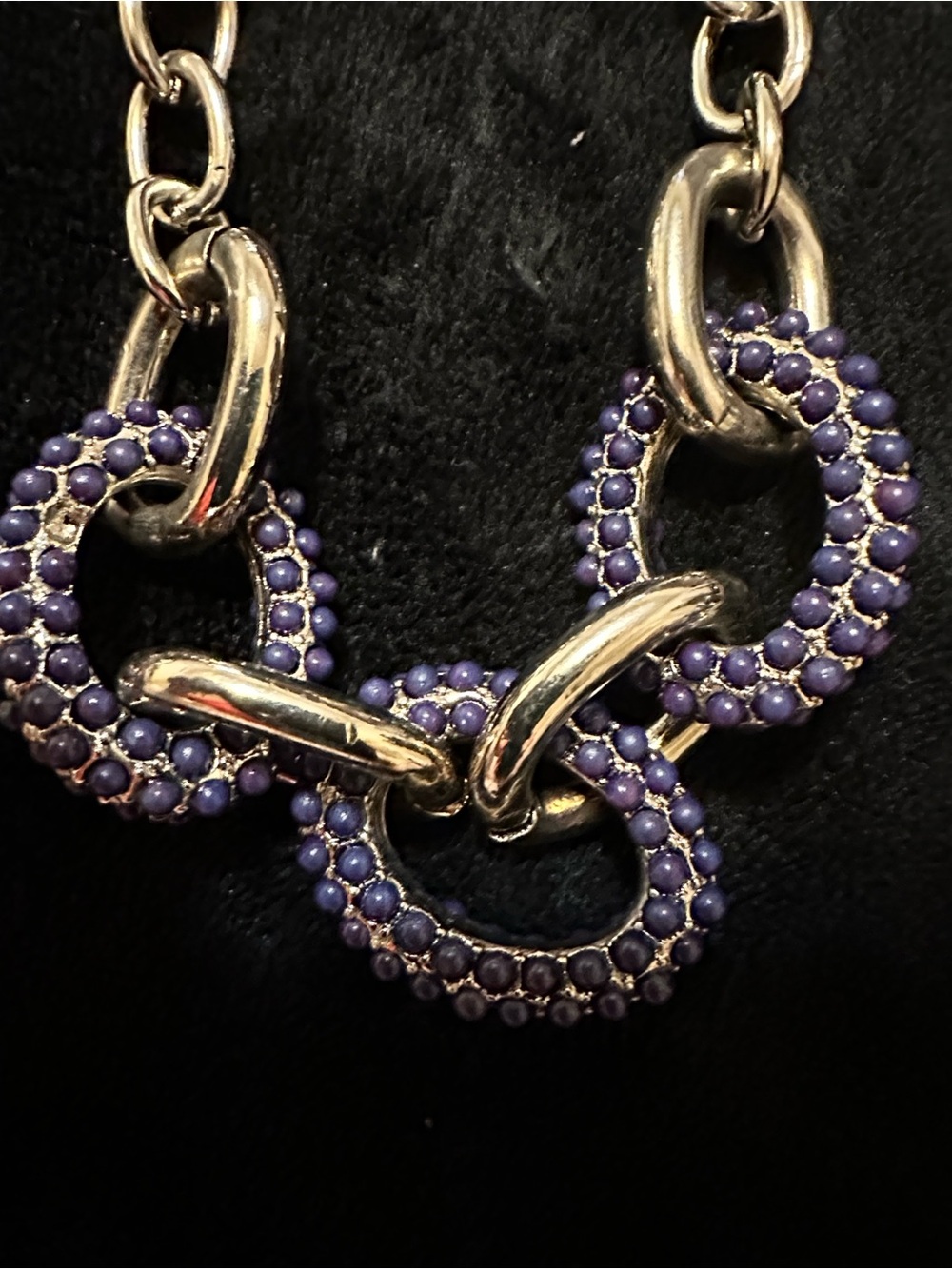 BLACK Crystal LARGE LINK Statement Necklace Gold Tine Links  St. Thomas Brand